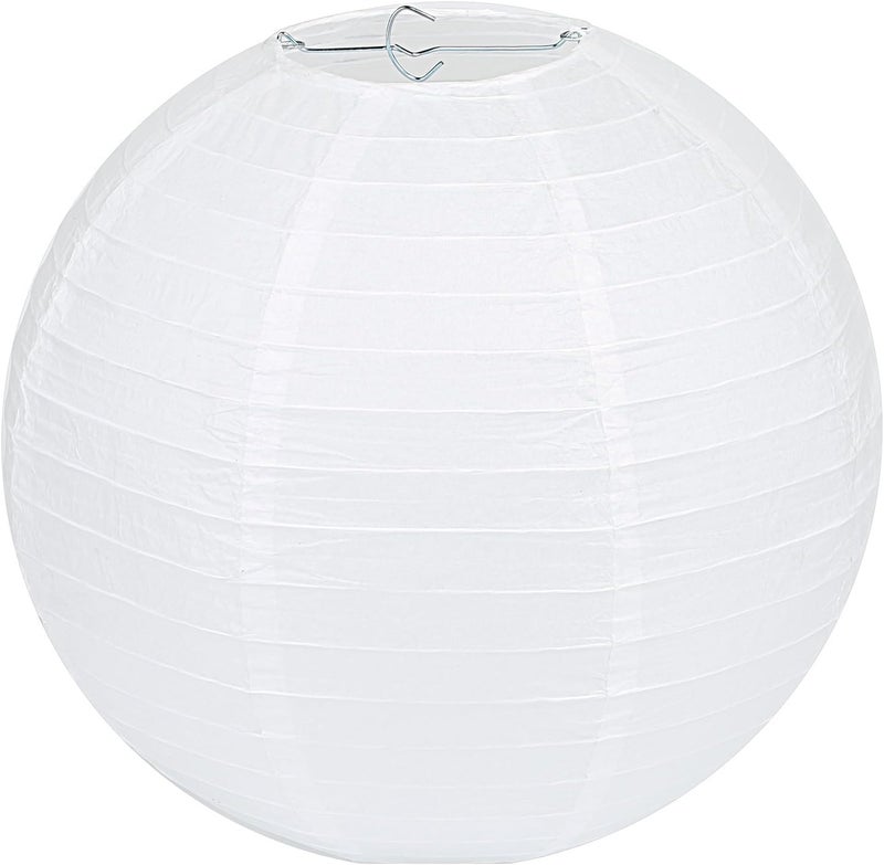 LIHAO 16 Inch White Round Paper Lanterns (10 Pack) - Image 1